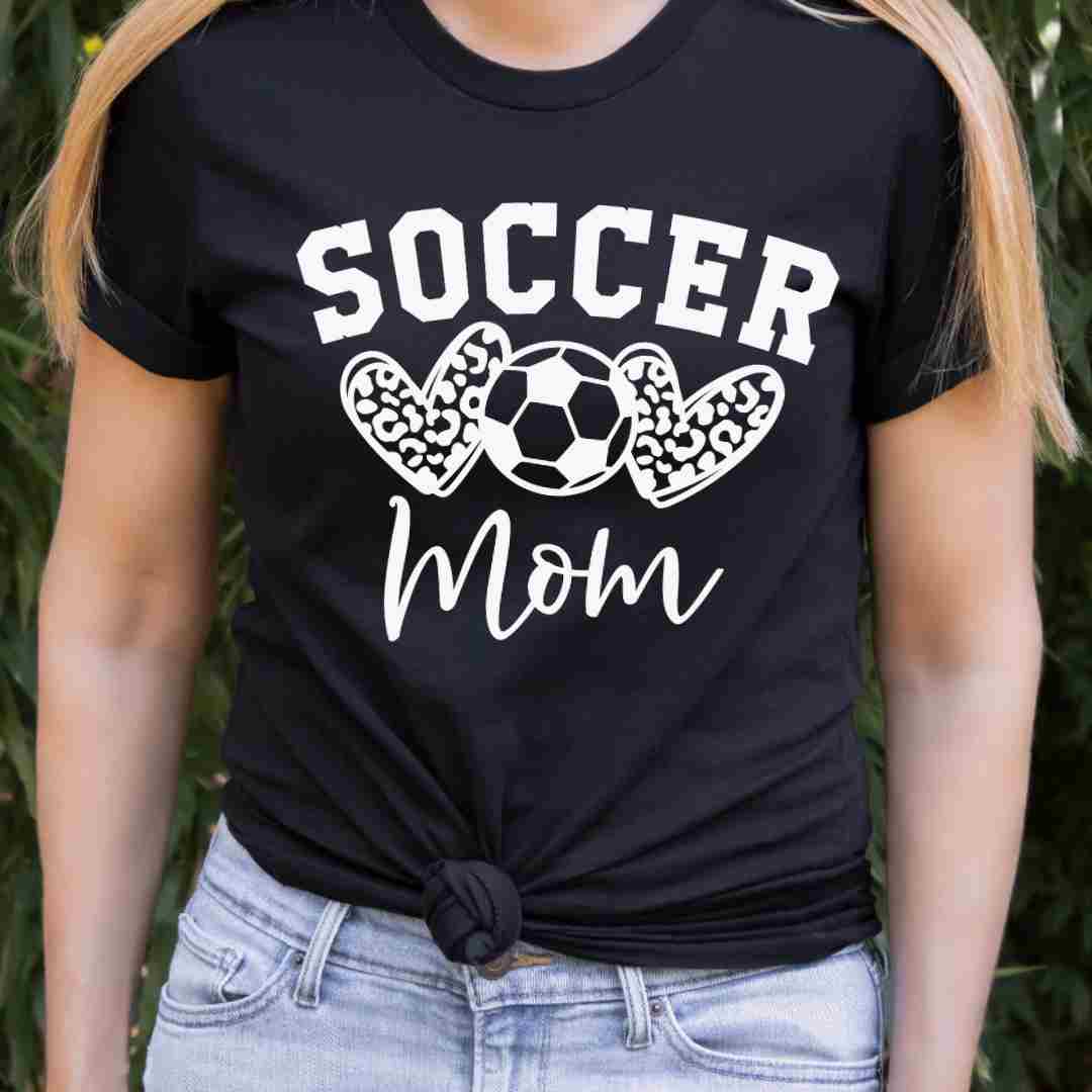 Soccer Mom Leopard Hearts (White) DTF TRANSFER