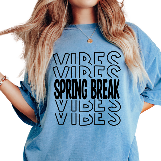 Spring Break Vibes (Black) DTF TRANSFER or UV DTF STICKER DECAL