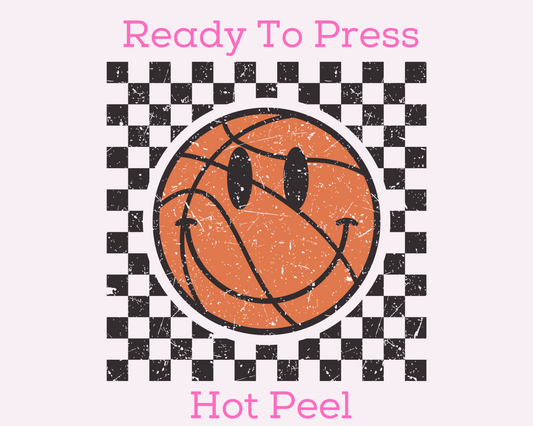 Checkered Basketball Distressed DTF TRANSFER