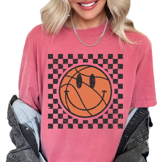 Checkered Basketball Distressed DTF TRANSFER