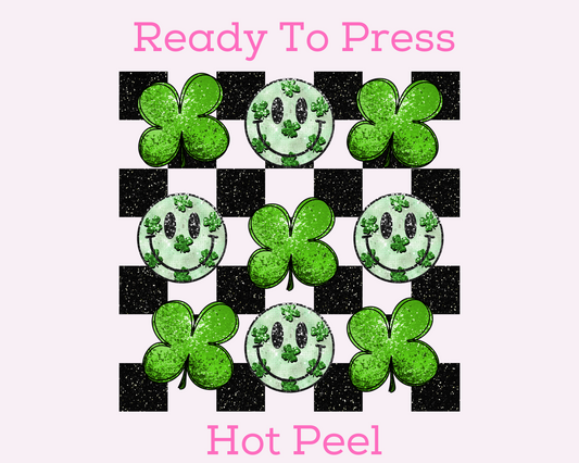 Faux Lucky Checkered Sequins St. Patrick's Day DTF TRANSFER