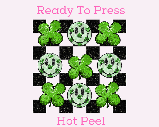 Faux Lucky Checkered Sequins St. Patrick's Day DTF TRANSFER or UV DTF STICKER DECAL
