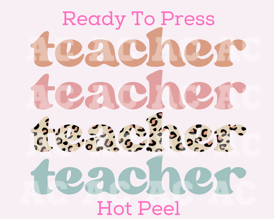 Stacked Teacher (Leopard) DTF TRANSFER