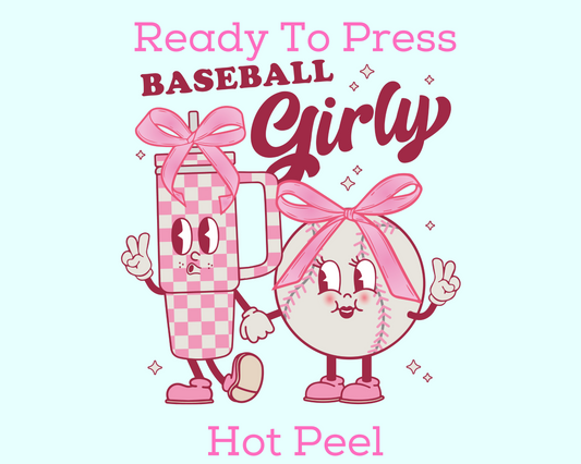 Baseball Girlie Coquette Bow Baseball DTF TRANSFER