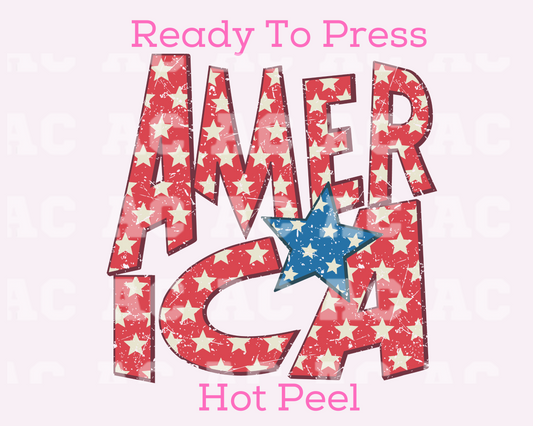 America Red (Star) DTF TRANSFER or UV DTF STICKER