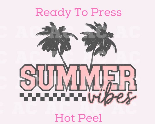Summer Vibes Checkered DTF TRANSFER or UV DTF STICKER