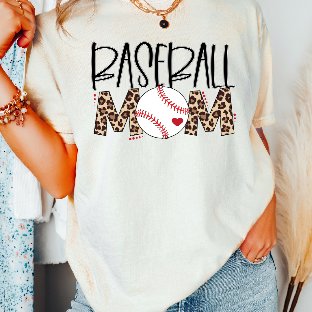 Baseball Mom Leopard Baseball DTF TRANSFER