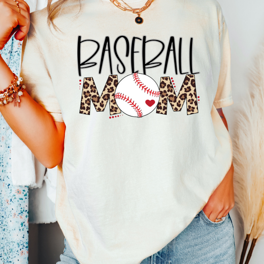 Baseball Mom Leopard Baseball DTF TRANSFER