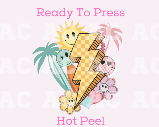 Retro Summer Collage DTF TRANSFER or UV DTF STICKER