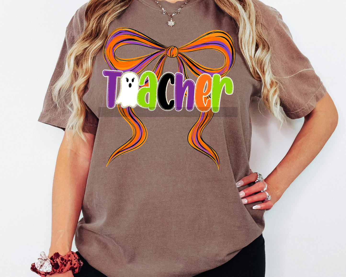 Halloween Teacher with Bow DTF TRANSFER or UV DTF STICKER DECAL