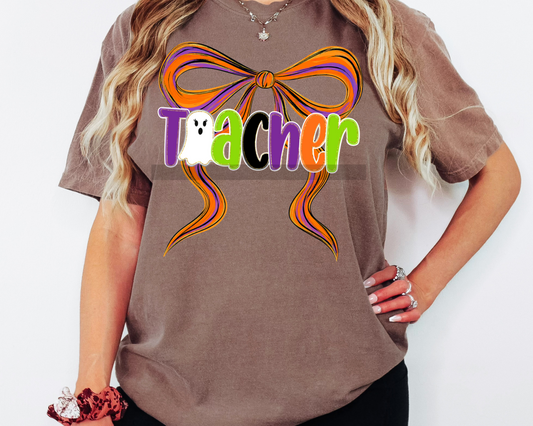 Halloween Teacher with Bow DTF TRANSFER or UV DTF STICKER DECAL