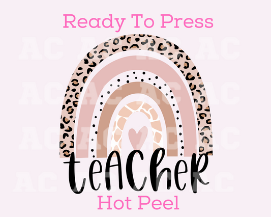 Teacher Rainbow (Leopard) DTF TRANSFER or UV DTF STICKER DECAL