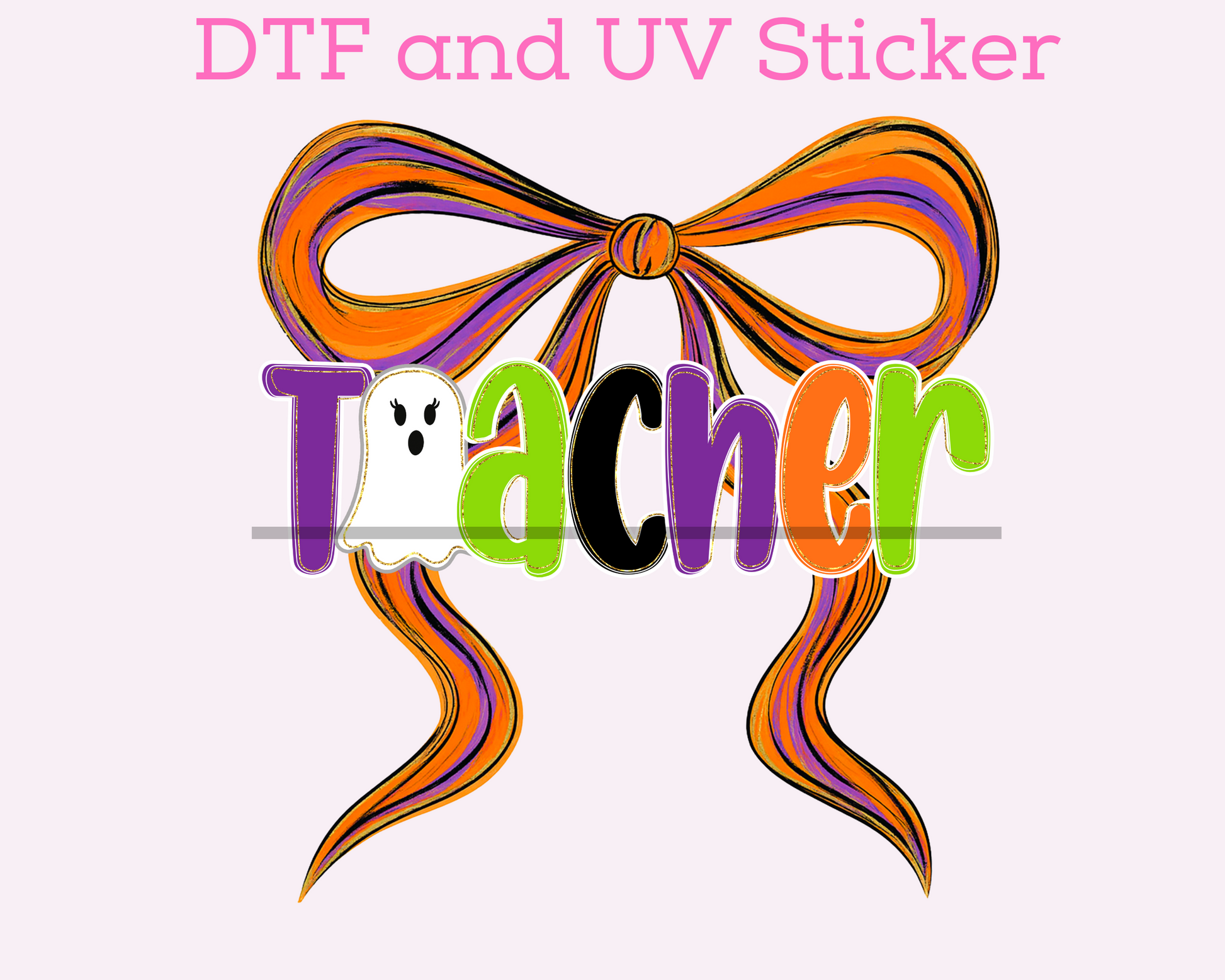 Halloween Teacher with Bow DTF TRANSFER or UV DTF STICKER DECAL