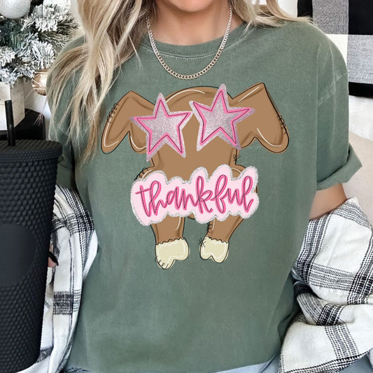 Thankful Girl Turkey DTF TRANSFER or UV DTF STICKER DECAL