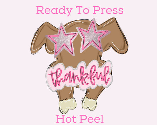 Thankful Girl Turkey DTF TRANSFER or UV DTF STICKER DECAL