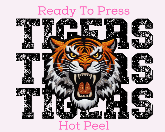 Faux Sequins Tigers (Distressed) DTF TRANSFER or UV DTF STICKER