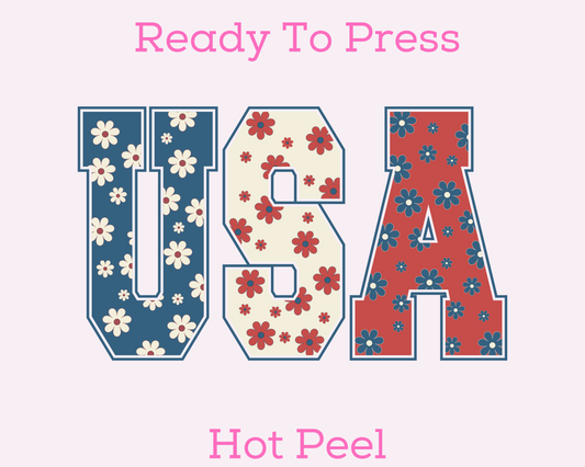Floral USA Patriotic DTF TRANSFER or UV DTF STICKER