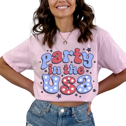 Retro Party In The USA Patriotic DTF TRANSFER or UV DTF STICKER