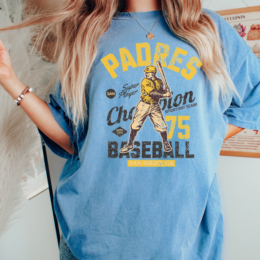 Distressed Yellow Padres Baseball DTF TRANSFER