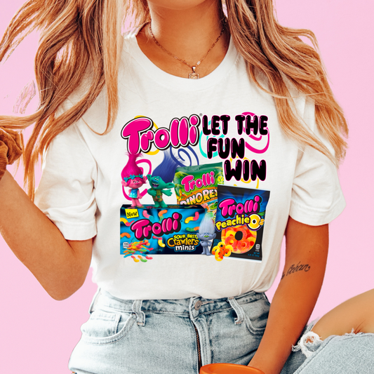 Trolli Trolls Let The Fun Win Food DTF TRANSFER or UV DTF STICKER DECAL