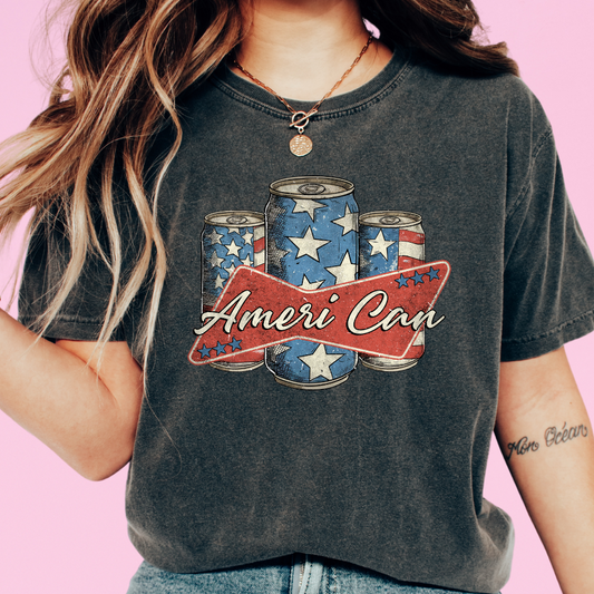 Retro Ameri-Can (Distressed) Patriotic DTF TRANSFER or UV DTF STICKER