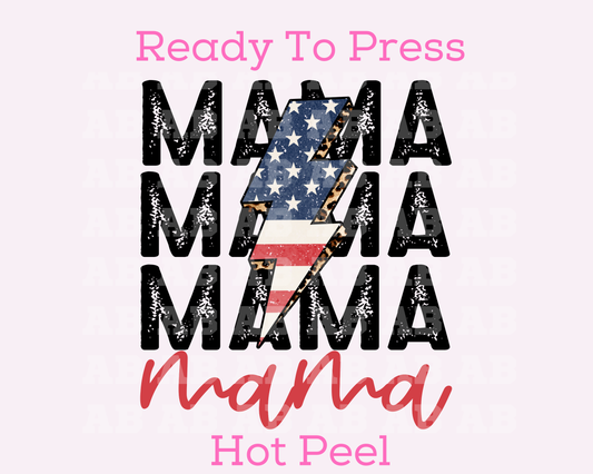 American Mama (Distressed) America Mom Patriotic DTF TRANSFER or UV DTF STICKER