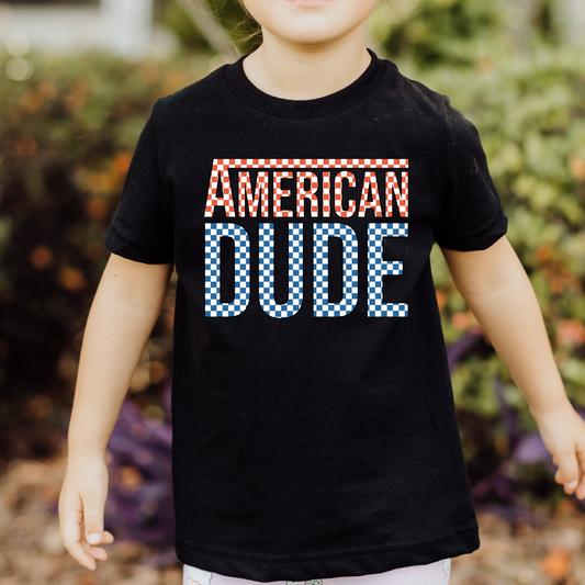 Checkered American Dude Patriotic DTF TRANSFER or UV DTF STICKER
