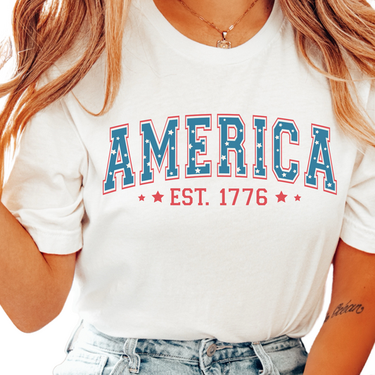 America Est. 1776 Patriotic DTF TRANSFER or UV DTF STICKER