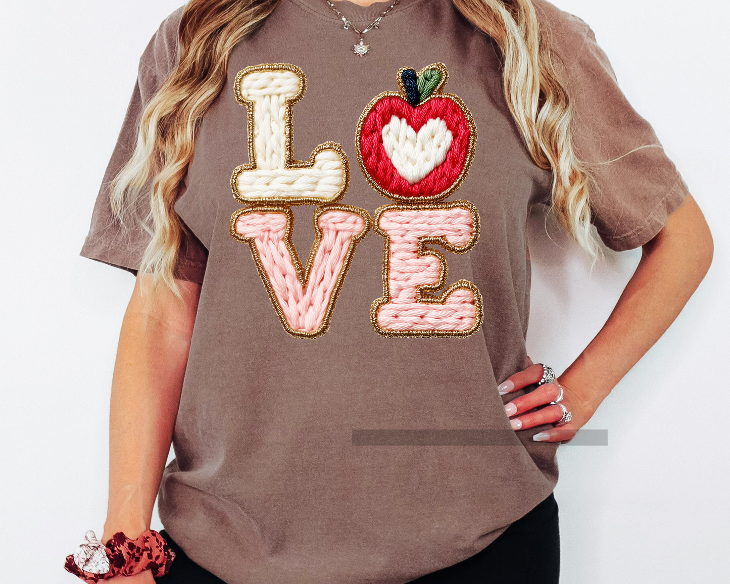 Faux Yarn Teacher Valentines Day Love DTF TRANSFER