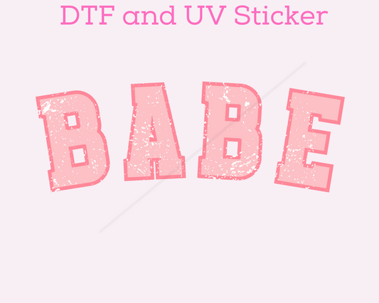 Babe Varsity Letters DTF TRANSFER or UV DTF STICKER