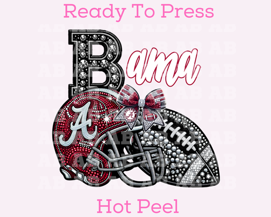 Bama Faux Sequins Faux Embroidery Football DTF TRANSFER