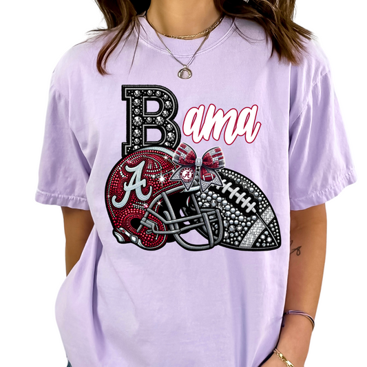 Bama Faux Sequins Faux Embroidery Football DTF TRANSFER