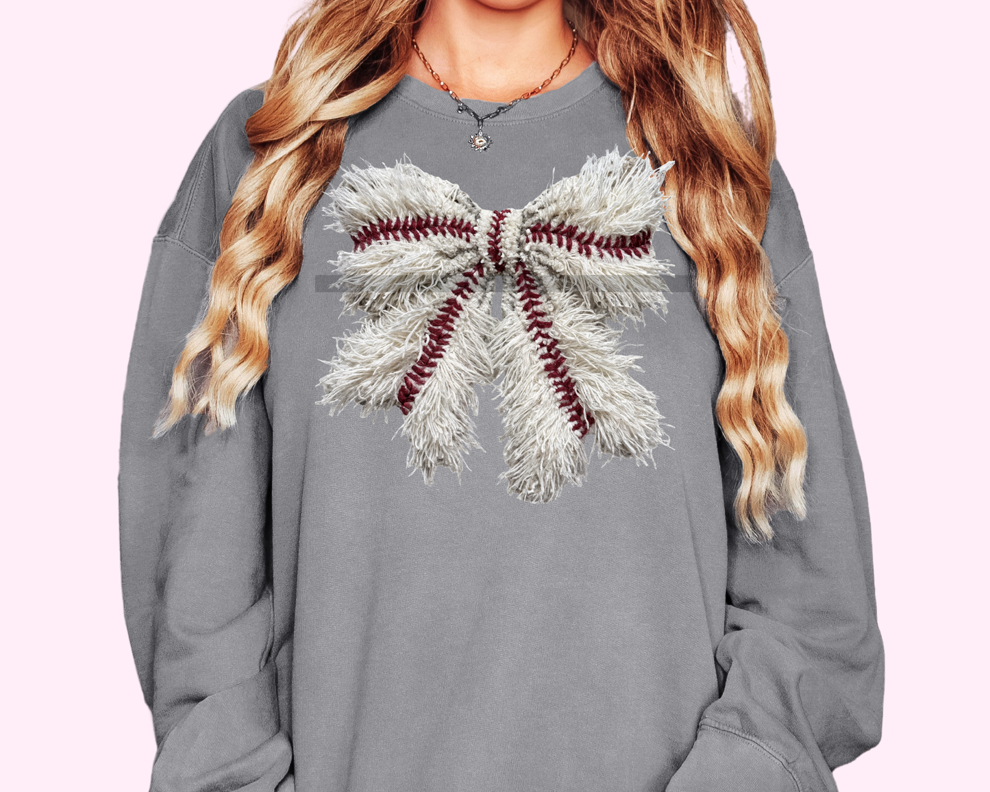 Faux Yarn Baseball Bow DTF TRANSFER or UV DTF STICKER