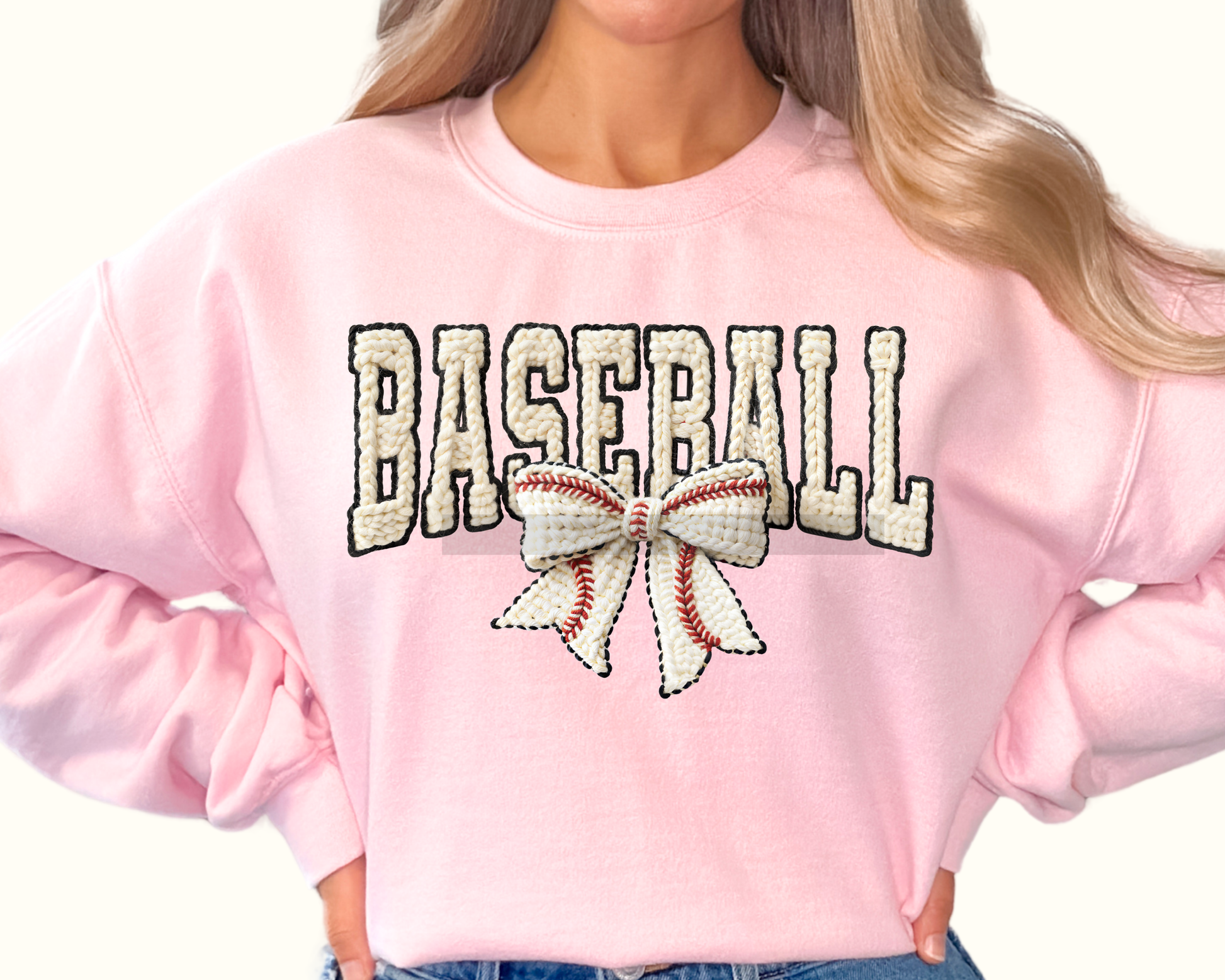 Faux Yarn Baseball Bow DTF TRANSFER or UV DTF STICKER