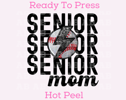 Senior Baseball Mom (Faux Embroidery) Graduate Mom DTF TRANSFER or UV DTF STICKER