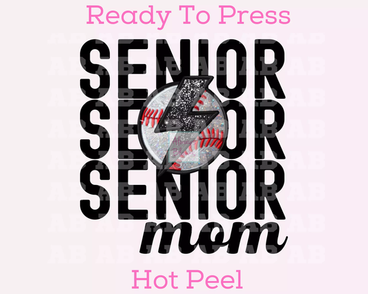 Senior Baseball Mom (Faux Embroidery) Graduate Mom DTF TRANSFER or UV DTF STICKER