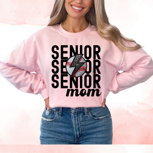 Senior Baseball Mom (Faux Embroidery) Graduate Mom DTF TRANSFER or UV DTF STICKER