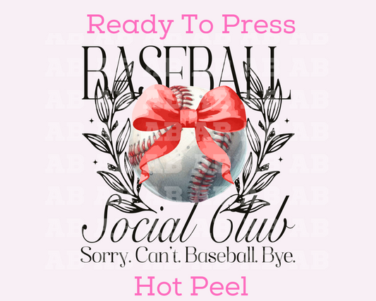 Baseball Social Club Coquette Bow Baseball DTF TRANSFER