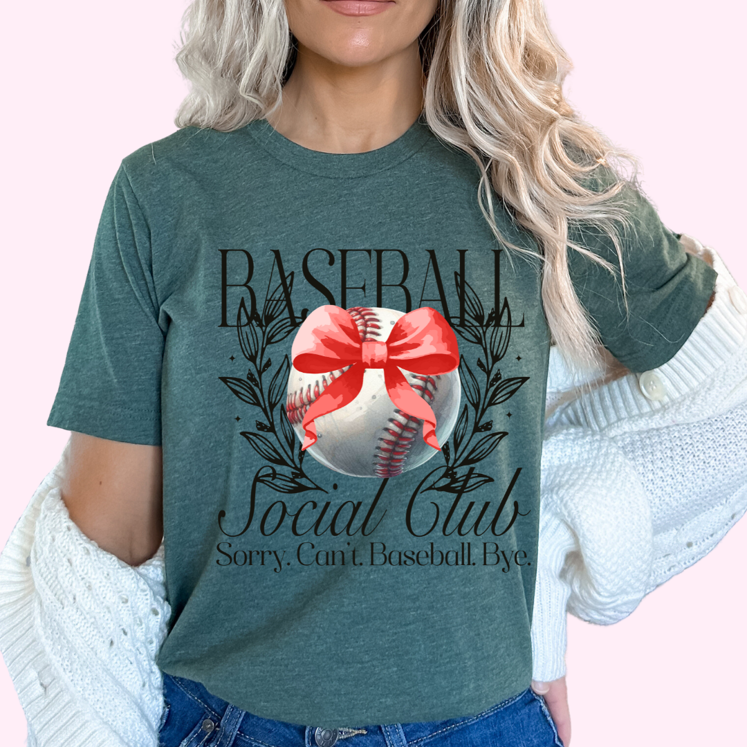 Baseball Social Club Coquette Bow Baseball DTF TRANSFER