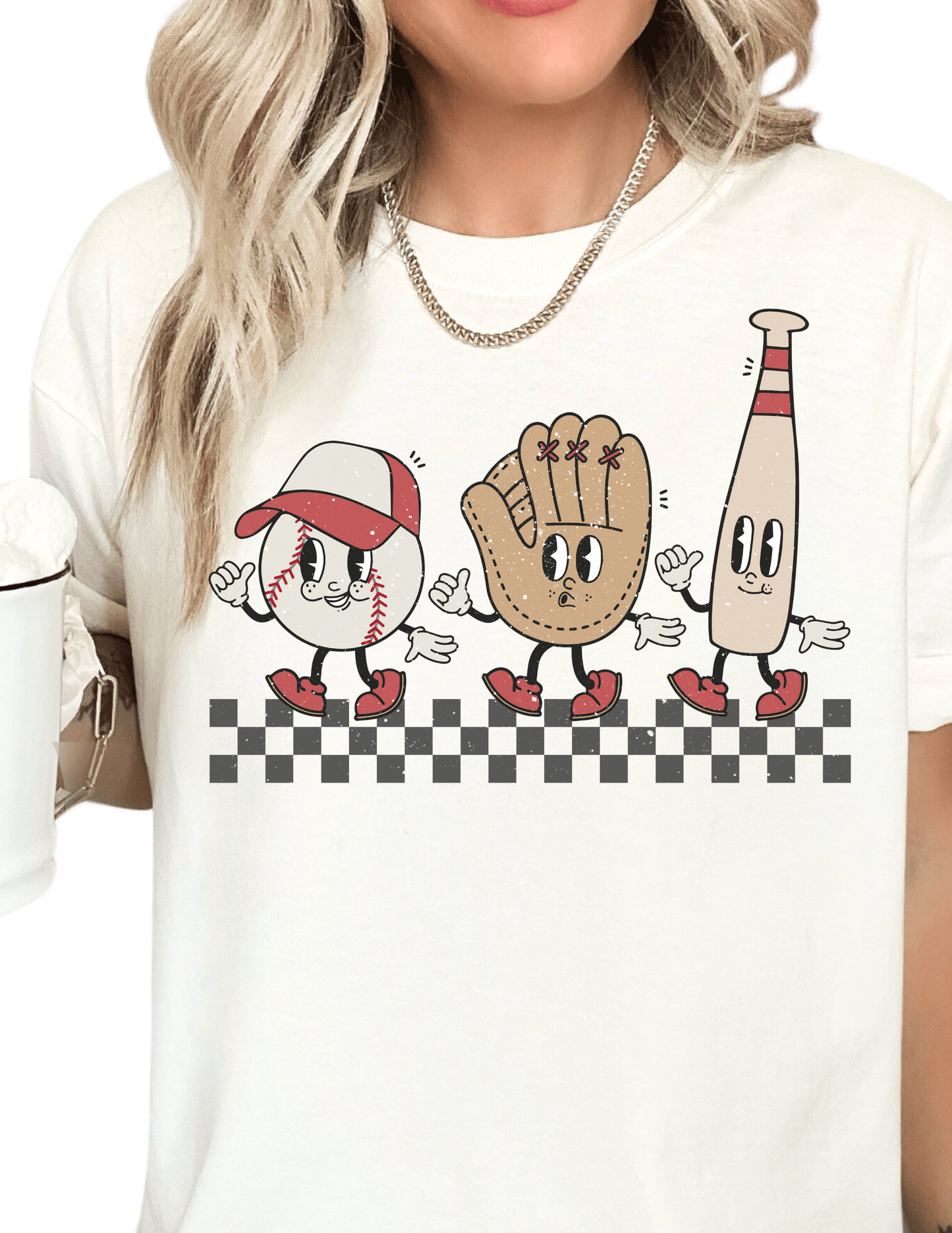 Checkered Baseball (Distressed) DTF TRANSFER