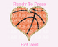 Basketball Faux Patch Heart Basketball DTF TRANSFER