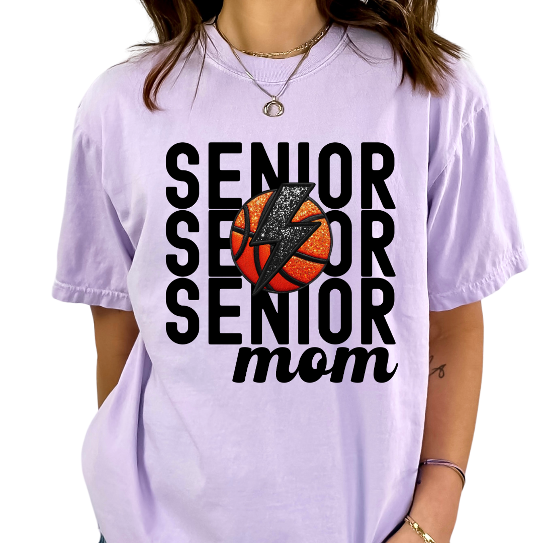 Senior Basketball Mom (Faux Embroidery) Basketball DTF TRANSFER