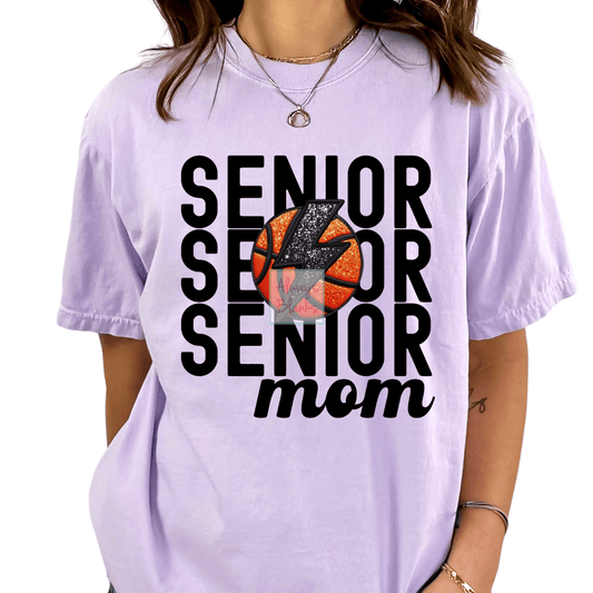 Senior Basketball Mom (Faux Embroidery) Basketball DTF TRANSFER