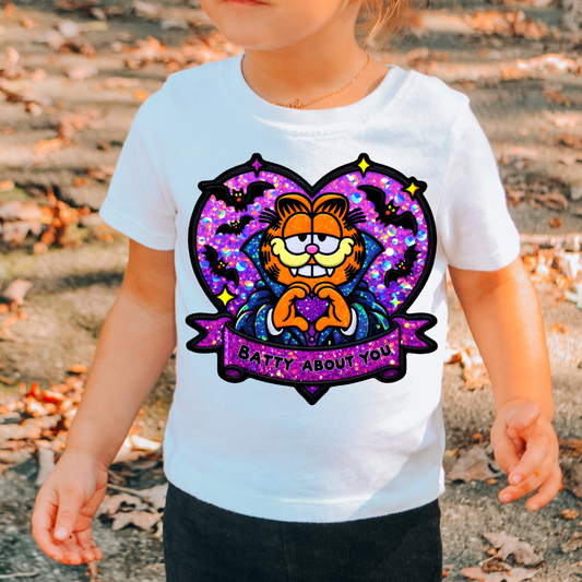 Garfield Batty About You Faux Embroidery Halloween DTF TRANSFER