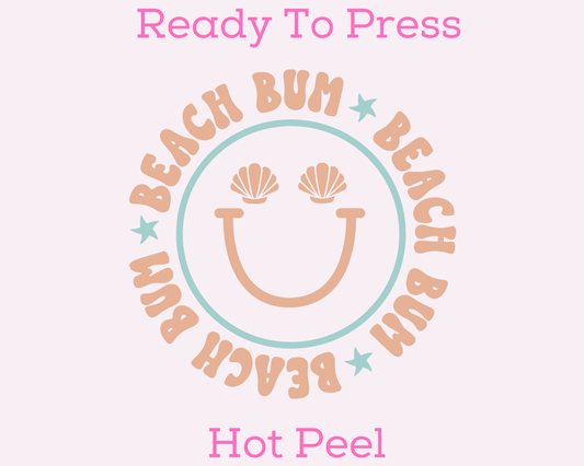 Happy Beach Bum Summer DTF TRANSFER or UV DTF STICKER