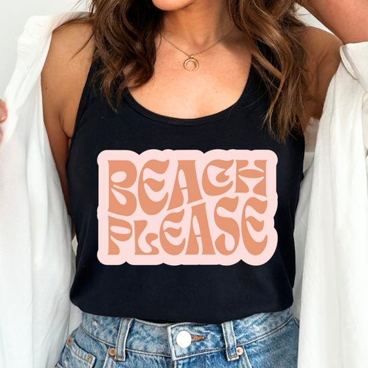 Retro Beach Please Summer DTF TRANSFER or UV DTF STICKER