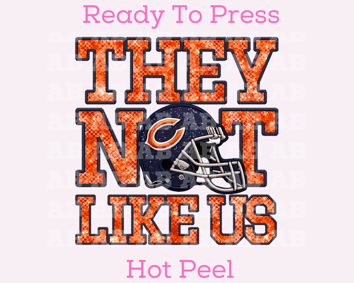 Bears They Not Like Us (Faux Embroidery) (Faux Sequins) Football DTF TRANSFER