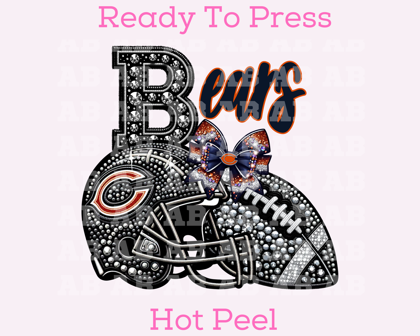 Bears Faux Sequins Faux Embroidery Football DTF TRANSFER