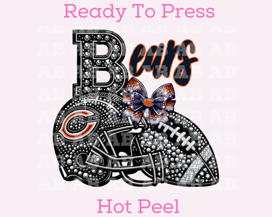 Bears Faux Sequins Faux Embroidery Football DTF TRANSFER