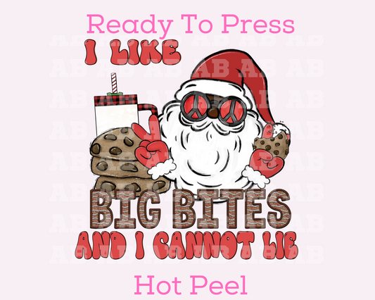 I Like Big Bites And I Cannot Lie Black Santa Christmas DTF TRANSFER  or UV DTF STICKER